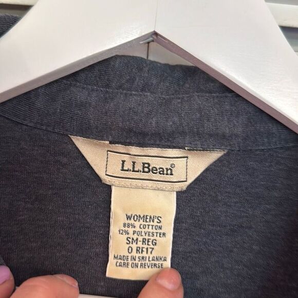 L.L. Bean blue quilted full zip collared sweater size small - Picture 3 of 7